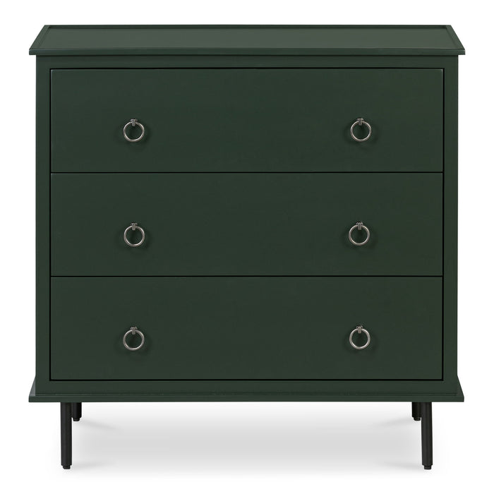 Reagan - 3 Drawer Nightstand - Deep Green