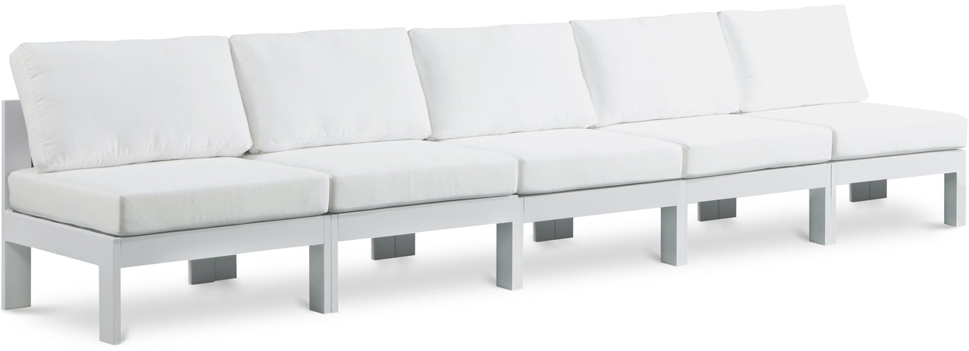 Nizuc - Outdoor Patio 5 Seat Modular Armless Sofa With White Frame