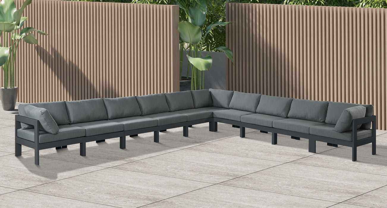 Nizuc - Outdoor Patio 10 Piece Modular Sectional With Gray Frame