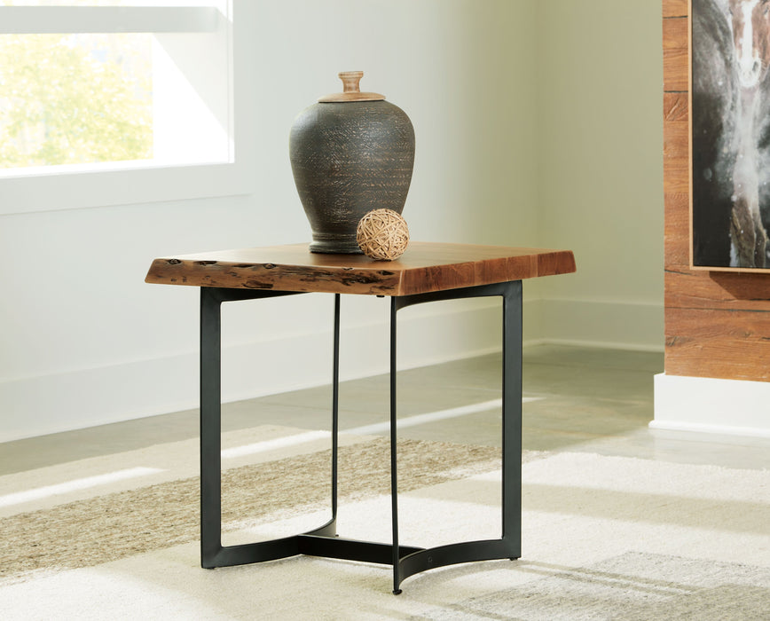 Fortmaine - Rectangular End Table - Brown / Black