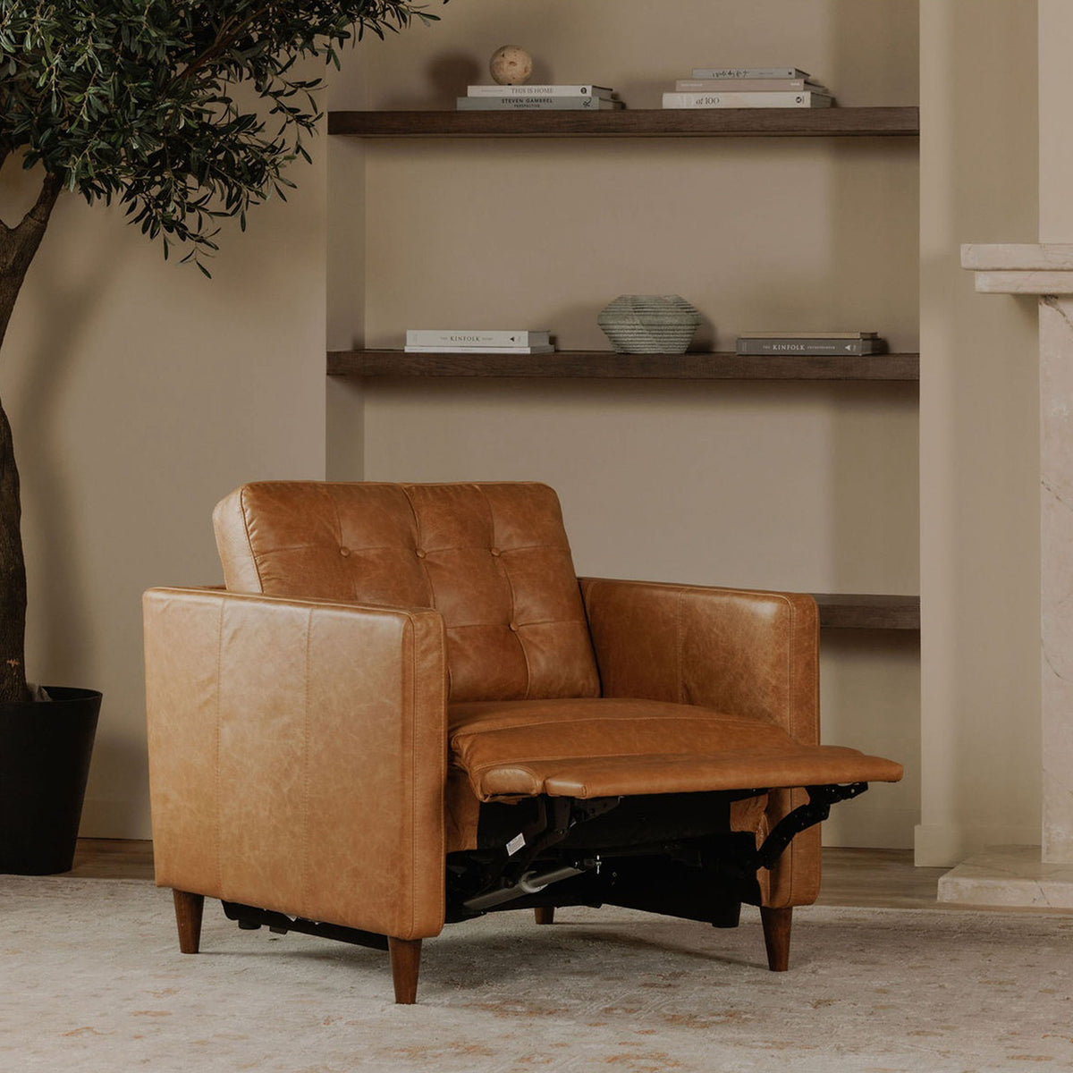 Bridgers - Leather Power Recliner Chair - Tan