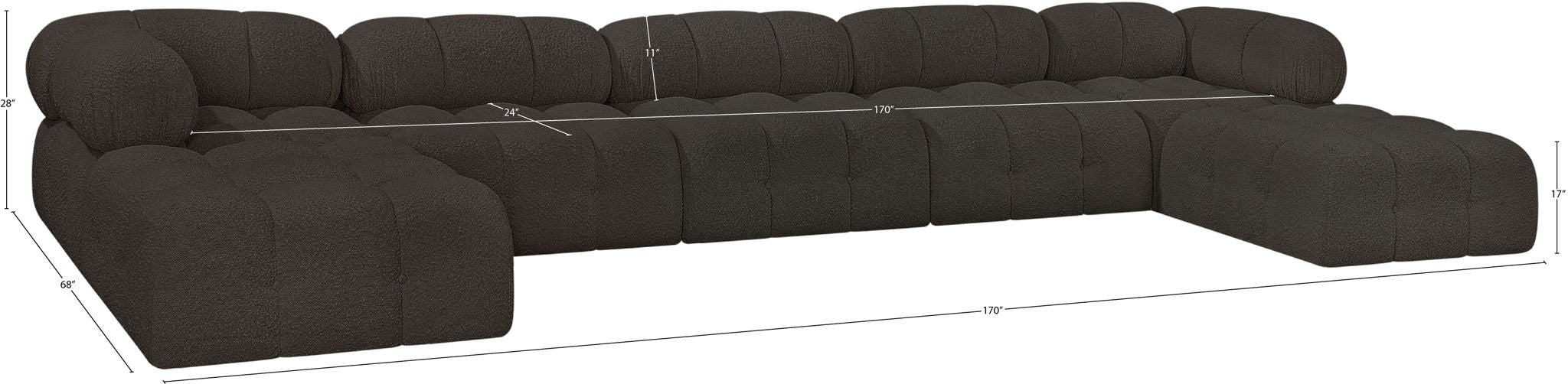 Ames - 7 Piece Fabric Modular U-Shaped Sectional