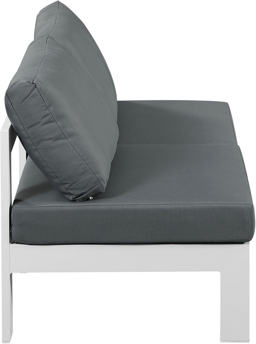 Nizuc - Outdoor Patio 2 Seat Armless Modular Sofa With White Frame