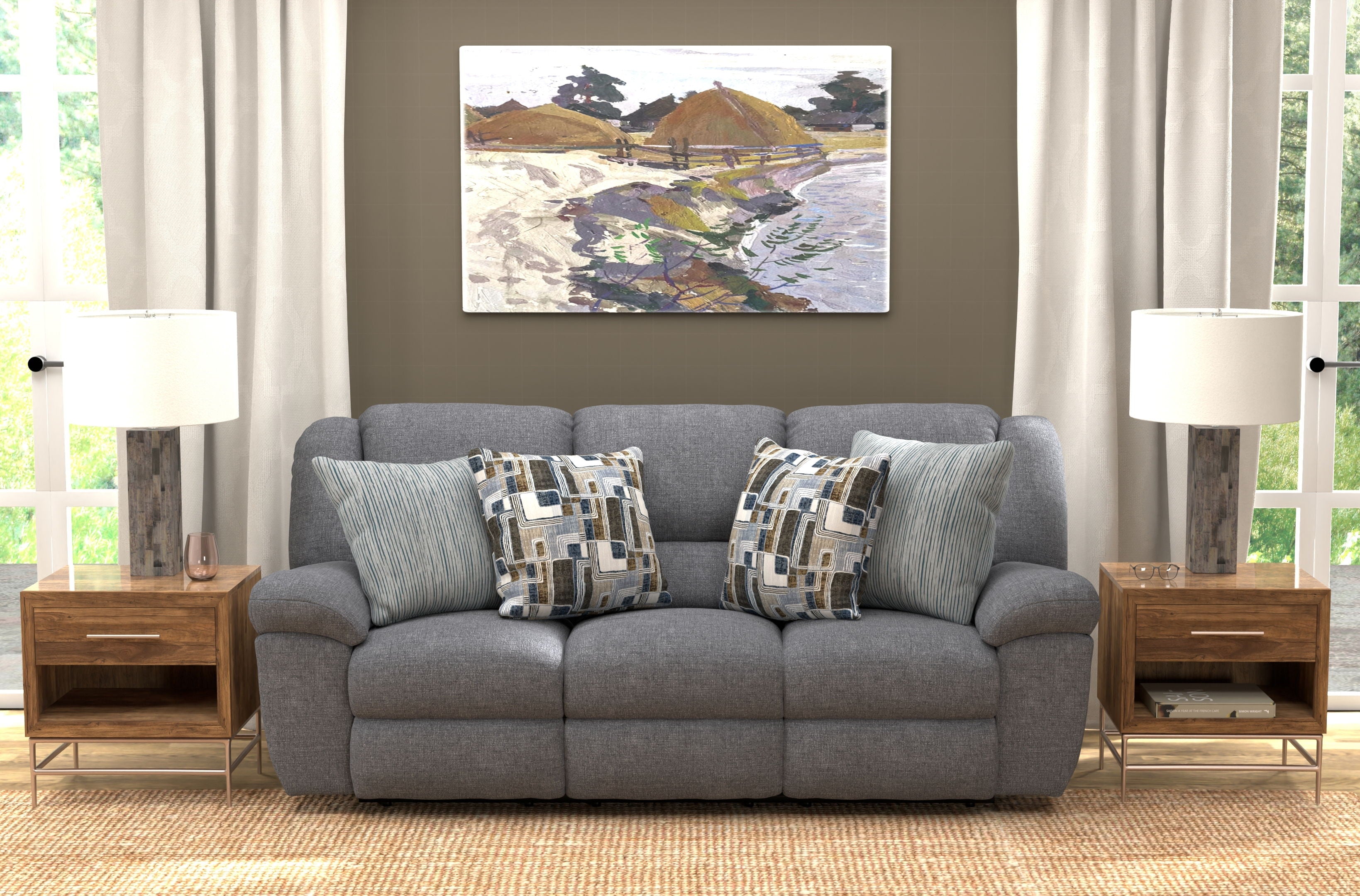 Trifecta - Sofa With 3 Recliners and Drop Down Table