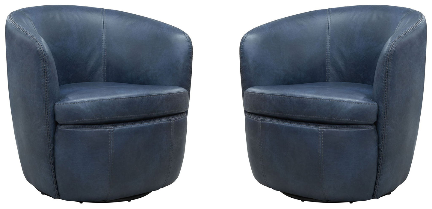 Barolo - 100% Italian Leather Swivel Club Chair (Set of 2)