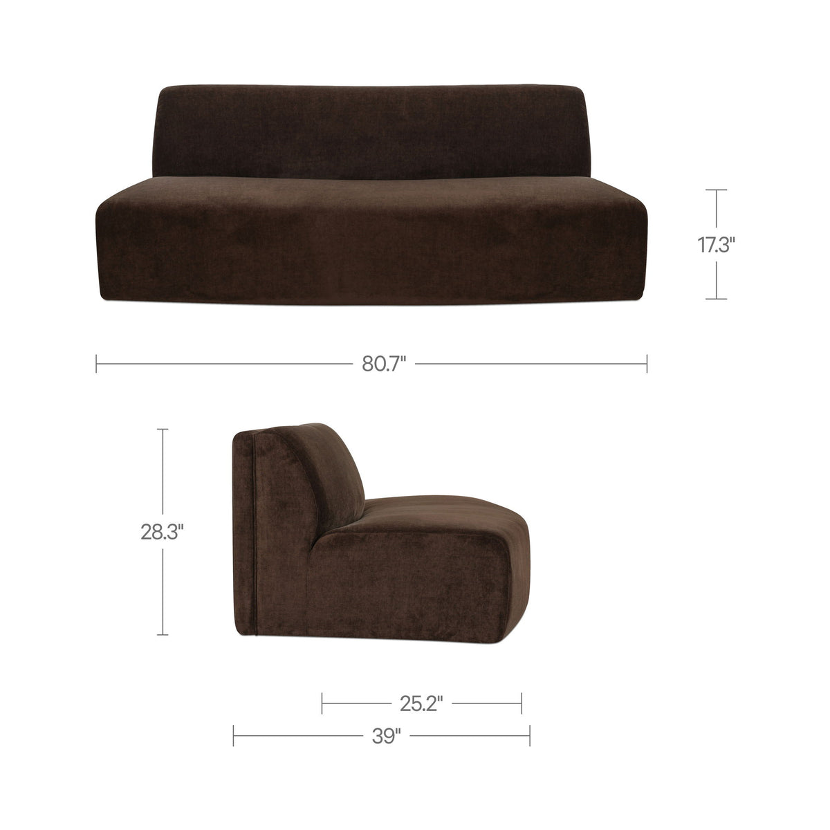 Naomi - Convex Sofa - Dark Brown