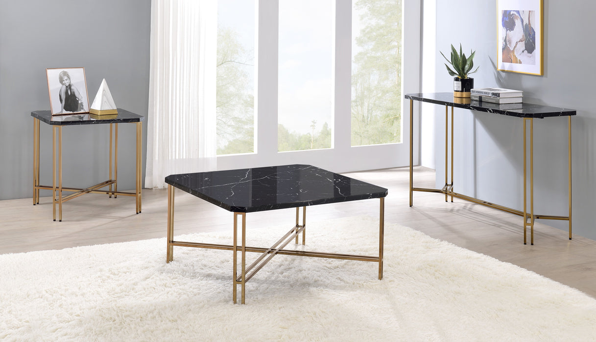 Daxton - Faux Marble Top Sofa Table - Black