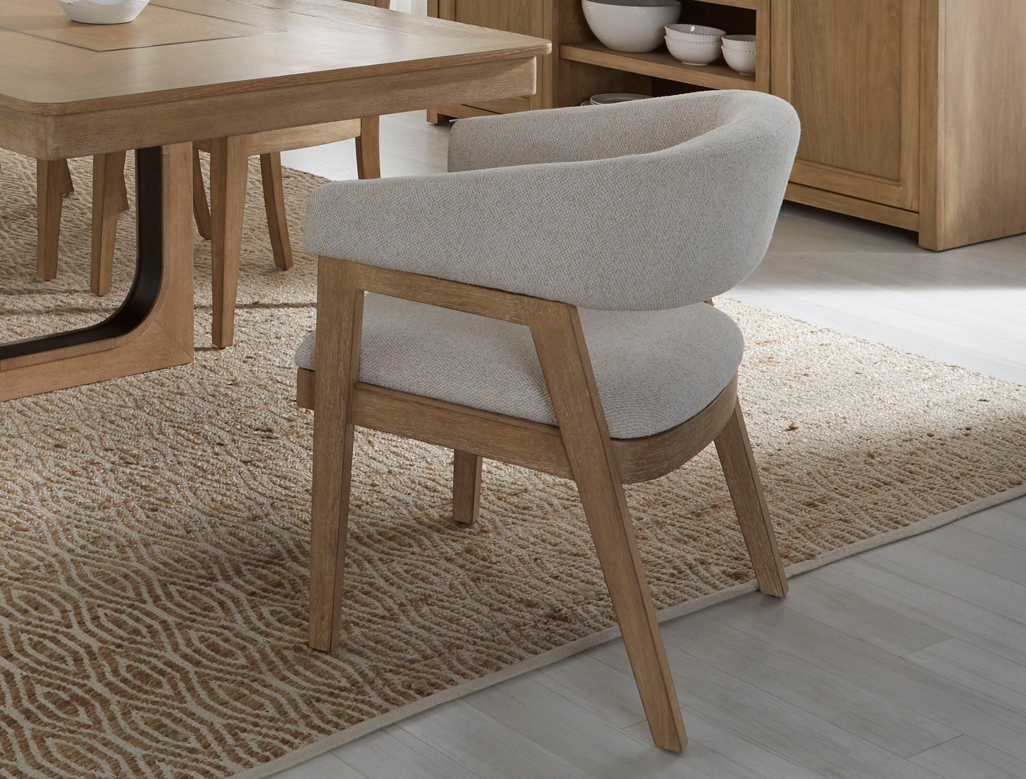Escape - Dining Barrel Dining Chair (Set of 2) - Glazed Natural Oak / Mirage Mist
