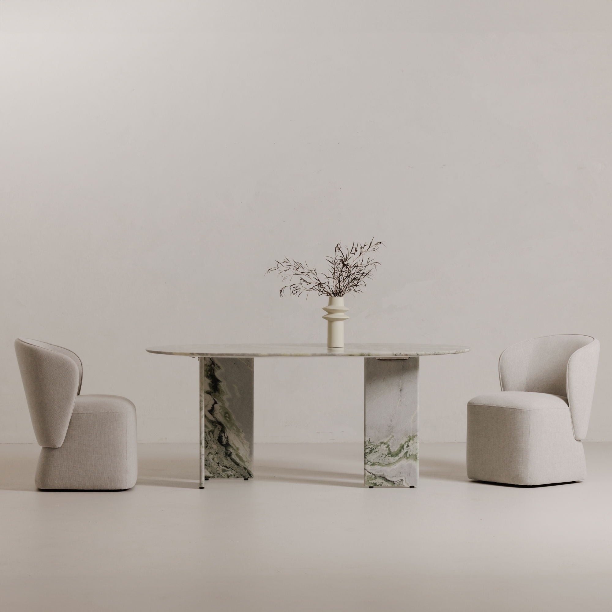Celia - Oval Dining Table - Green / Onyx Marble