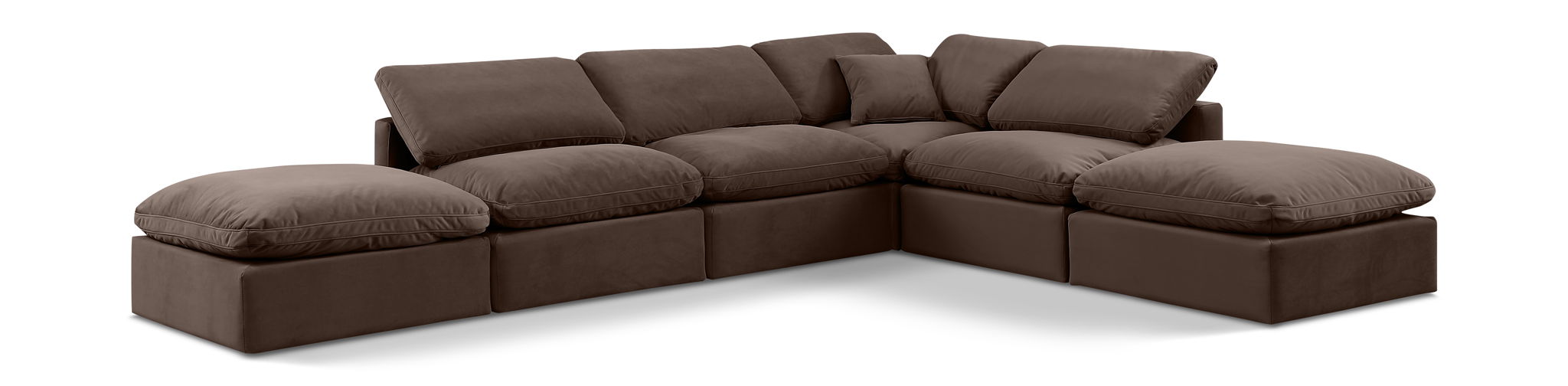 Indulge - Velvet 6 Piece Modular Armless Sectional