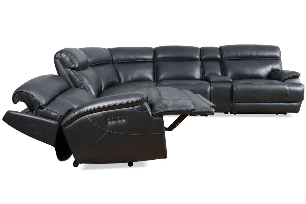 Forum - 6 Piece Modular Power Reclining Sectional with Power Headrests - Blueberry