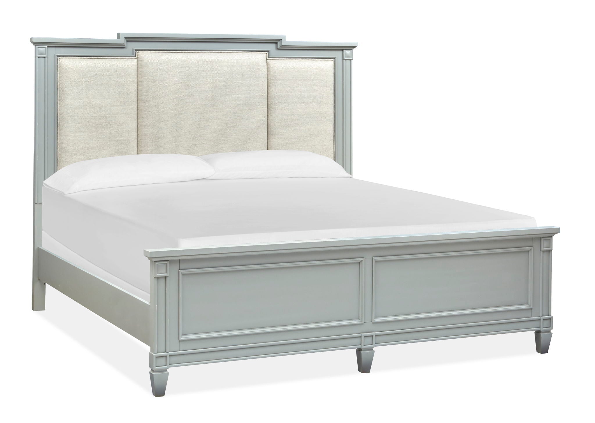 Glenbrook - Complete California King Panel Bed With Upholstered Headboard - Pebble