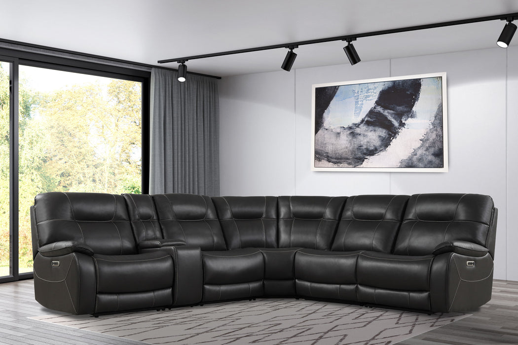 Axel - 6 Modular Piece Power Reclining Sectional with Power Headrests and Entertainment Console