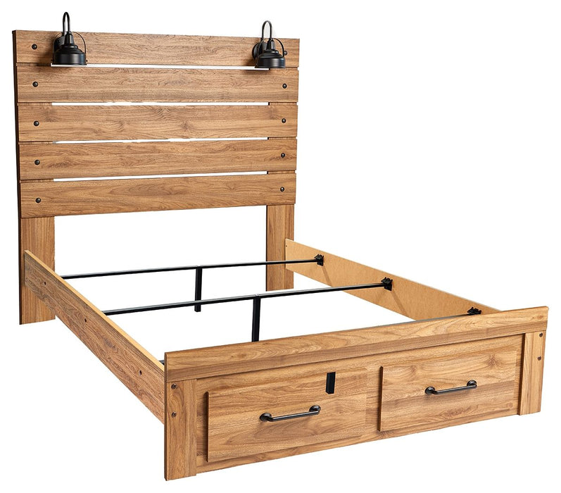 Pasklyn - Brown - King Panel Storage Bed