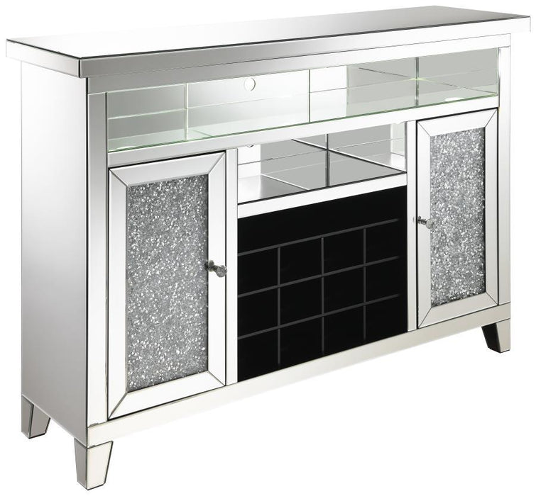 Melinda - 2-Door LED Mirrored Wine Storage Bar Cabinet - Silver