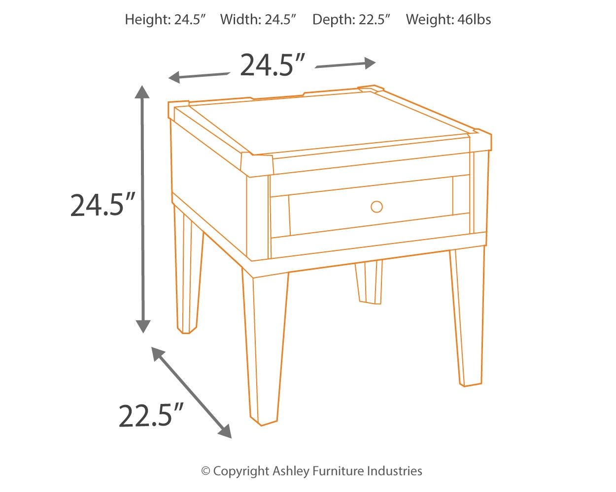 Todoe - Rectangular End Table - Dark Gray
