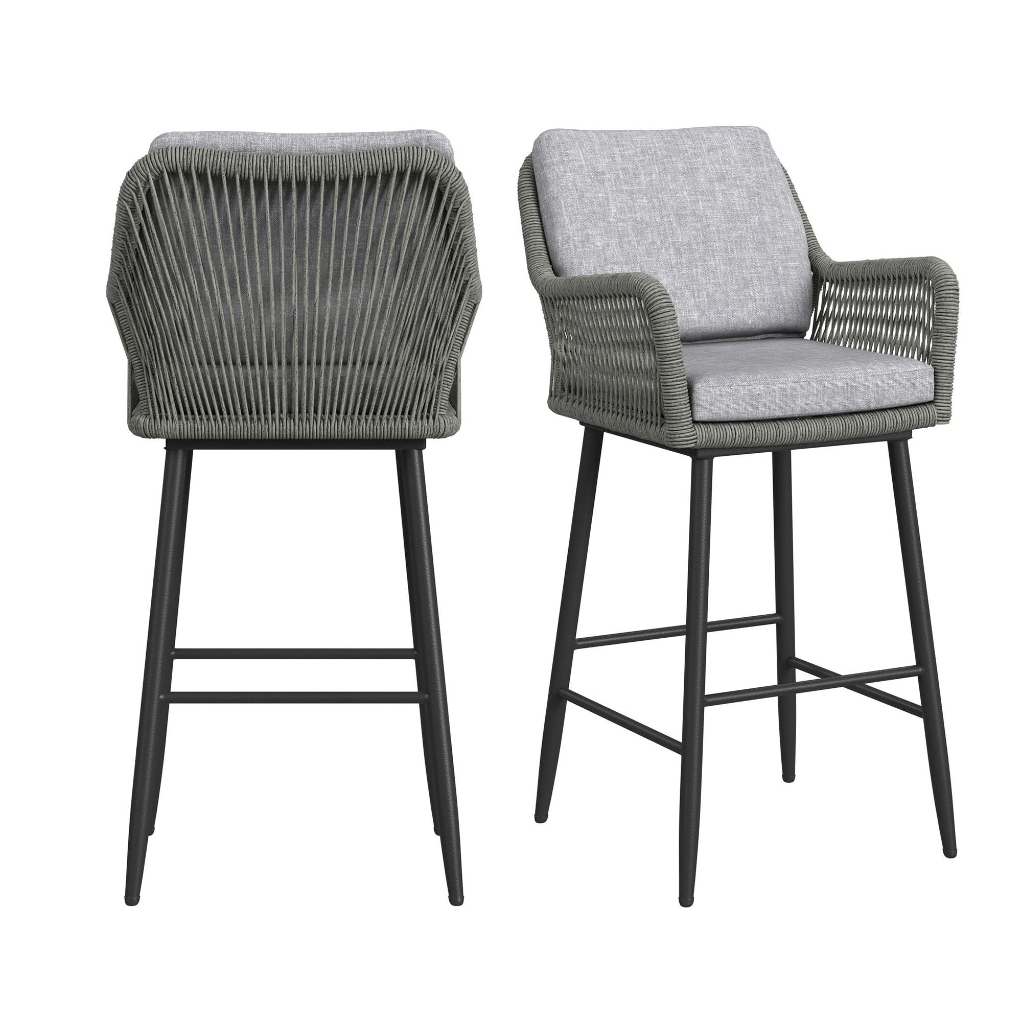Bayhill - Fabric Barstool (Set of 2) - Black / Gray
