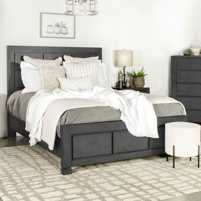 Lorenzo - Wood Eastern King Panel Bed - Dark Gray