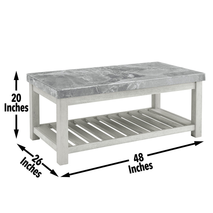 Canova - Gray Marble Top Coffee Table - White