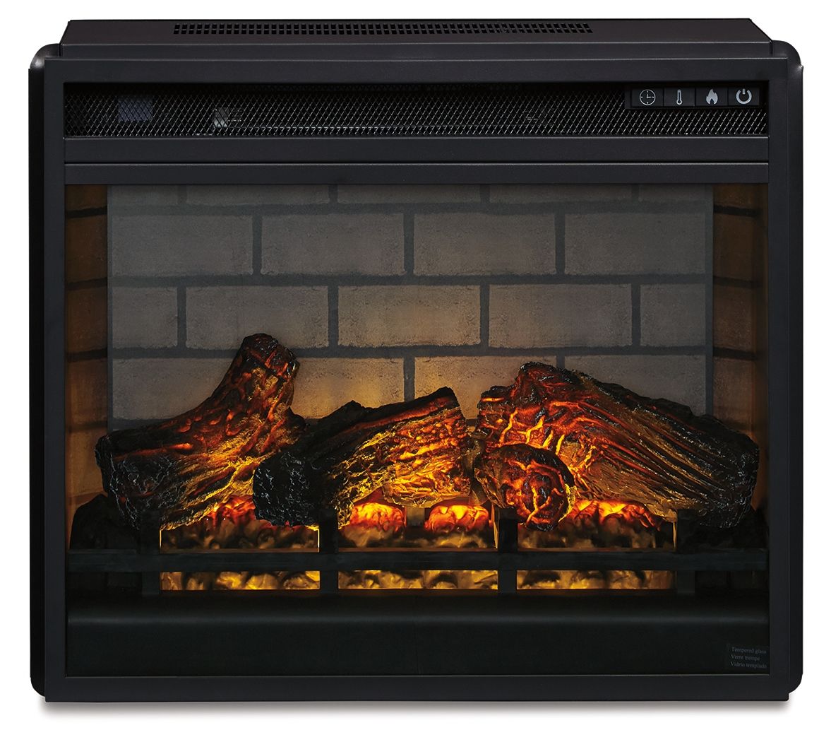 Trinell - 63" TV Stand With Glass/Stone Fireplace Insert - Brown