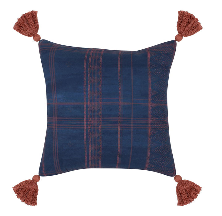 Terranea - Indoor/Outdoor Cannon Pillow - Dark Blue/Red