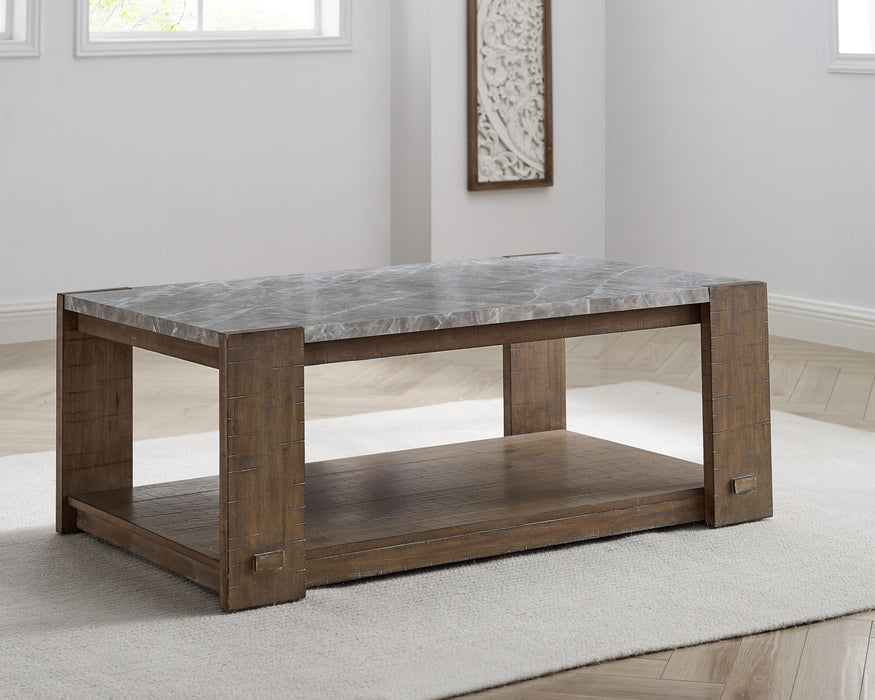 Libby - Sintered Stone Coffee Table With Casters - Brown