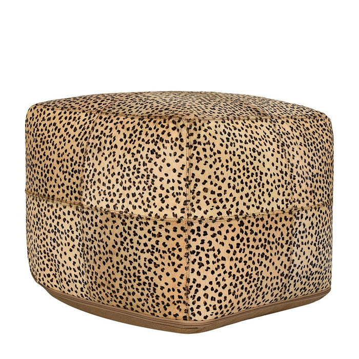 Poufs - Leopard Hide Pouf - Camel/ Black