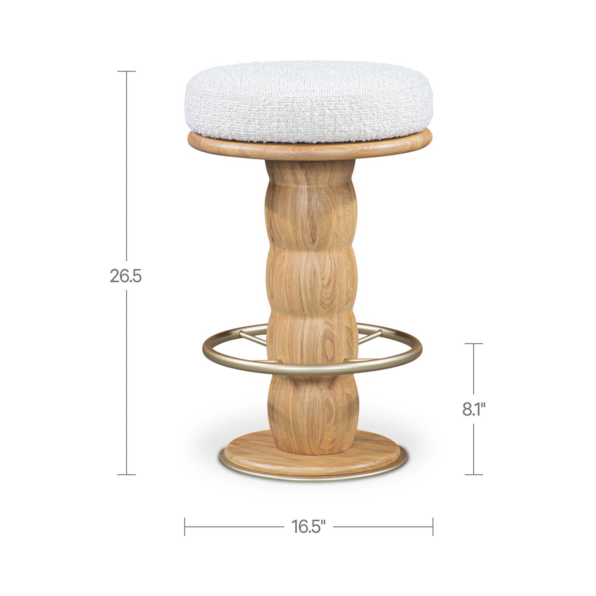 Nio - Swivel Counter Stool - White Mist / Light Brown