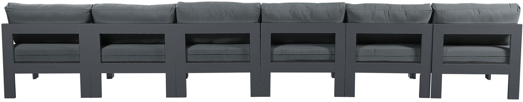 Nizuc - Outdoor Patio 6 Seat Armless Modular Sofa With Gray Frame