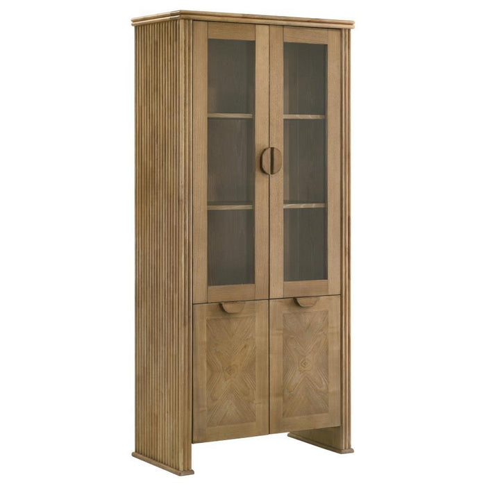 Adina - 77" Tall Display Cabinet - Distressed Light Brown