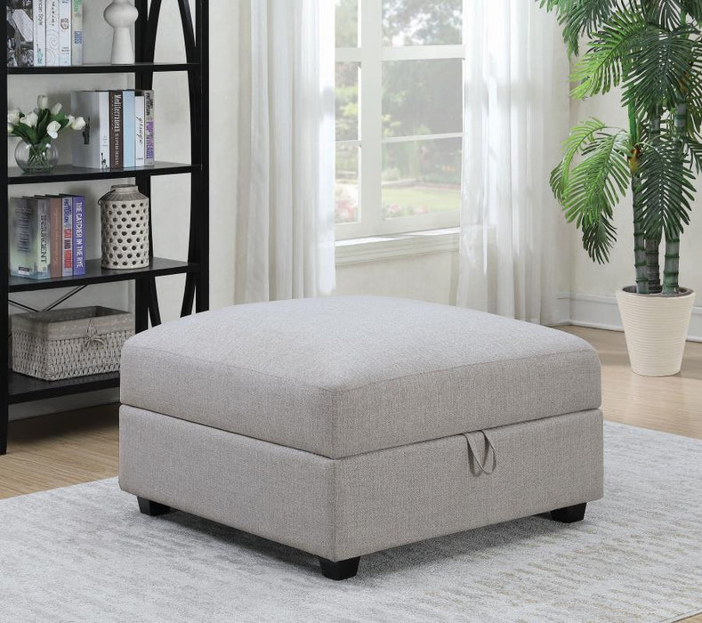 Cambria - Square Upholstered Storage Ottoman - Gray