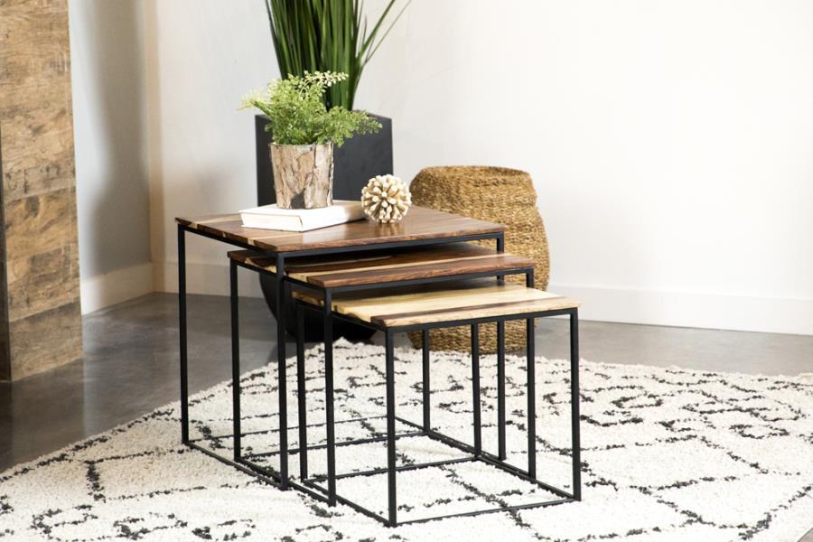 Belcourt - 3 Piece Square Nesting Tables - Natural And Black