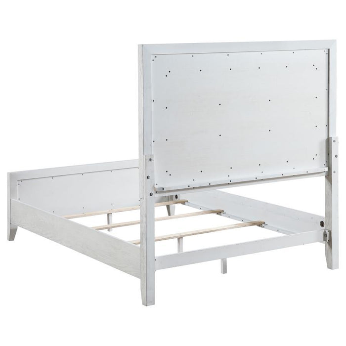 Marielle - Queen Headboard LED Panel Bed - Distressed White