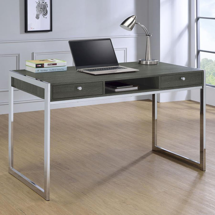 Wallice - 2-Drawer Writing Desk - Weathered Gray