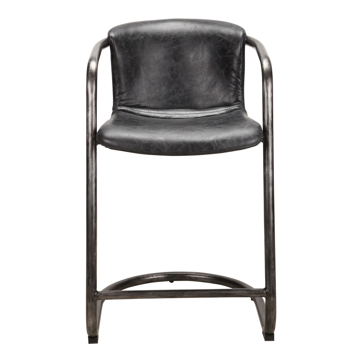 Freeman - Leather Counter Stool (Set of 2) - Onyx Black
