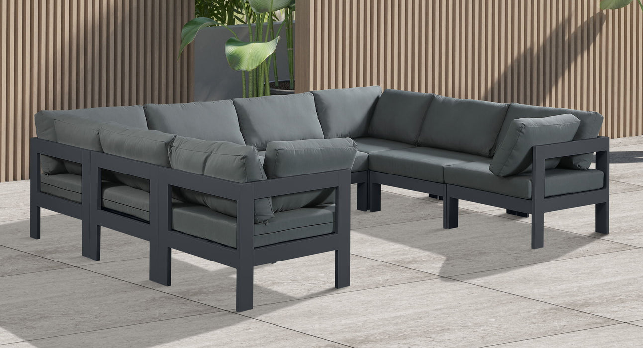 Nizuc - Outdoor Patio 8 Piece Modular Sectional With Gray Frame