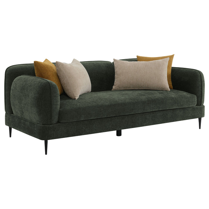 Jade - Chenille Upholstered Modern Track Arm Sofa - Green