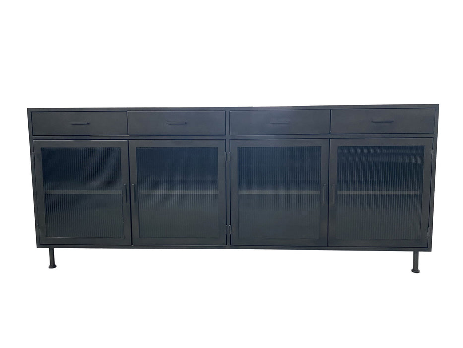 Nore - Metal/Glass 4 Drawers 4 Doors Cabinet - Black