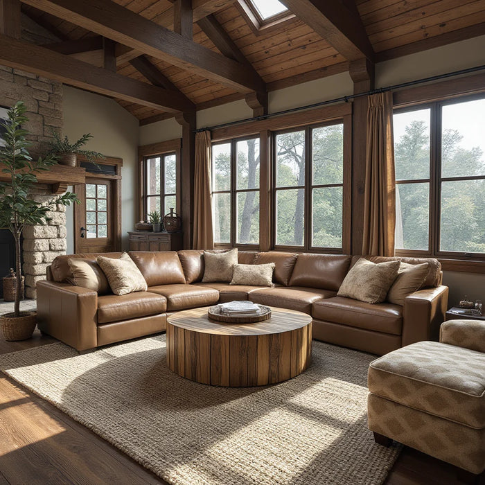 Beckham Chestnut Leather 3-Piece Sectional